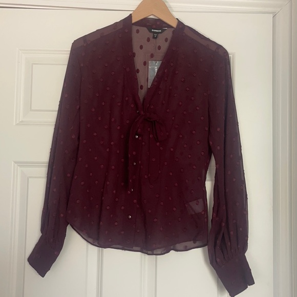 Express Tie Neck Medallion Print Blouse small - Picture 3 of 8